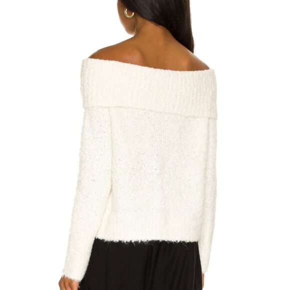 Cinq à Sept 'Leya' Off-The-Shoulder Fuzzy-Knit Sweater, Ivory - Picture 2 of 2